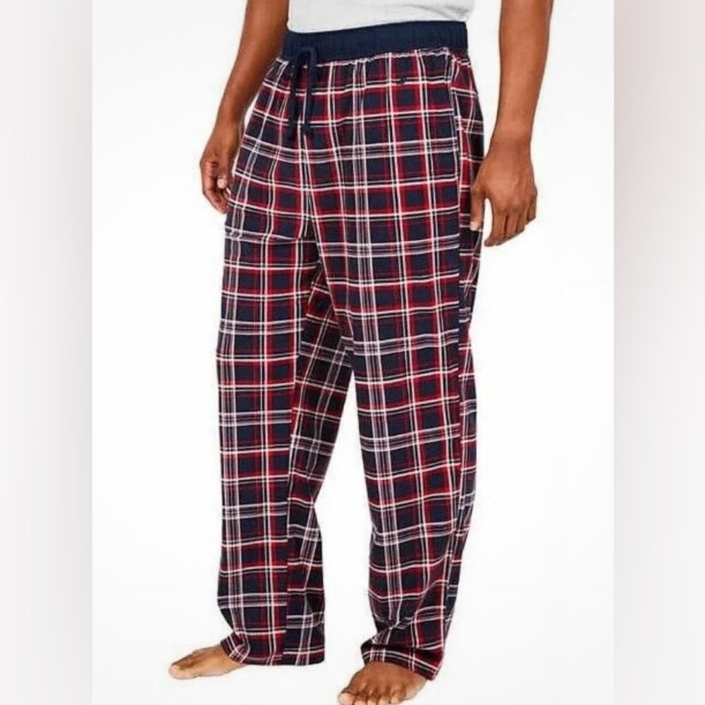 Nautica Men's Fleece Pajama, Sleepwear, Loungewear Pants-Red/Blue/White Plaid